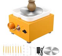 Mini Roue de Poterie, MINENICE 2000RPM Tour de Potier Électrique, Outils d'artisanat Bricolage Céramique Bricolage avec 6,5 cm à 10 cm Plateau pour Céramique Argile(Jaune)