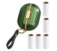 Mini Rouleau Anti-peluches Portable Double Face pour Vêtements et Poils | Recharge Brosse Adhesive, Format Compact Vert, Usage Voyage, Glisse Paquet ou Pochette, 5 Recharges