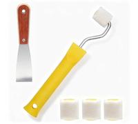 Mini rouleau peinture,Kit avec 4 recharges de 1 pouce, manche 200mm et spatule 1,5 pouce, rouleau à peinture petit format, rouleau laque et rouleau à structure pour travaux précis sur coins et bords
