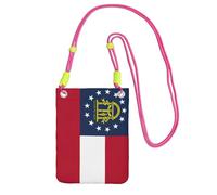 Mini sac à bandoulière avec dragonne pour téléphone portable imprimé drapeau de l'État de Géorgie pour la course, la marche, la randonnée et le vélo, Fuchusia, Taille unique