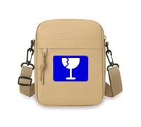 Mini sac à bandoulière carré bleu fragile avec marque d'avertissement pour téléphone portable