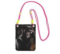 Mini sac à bandoulière imperméable pour téléphone portable avec sangle réglable et motif labrador noir pour femme et homme