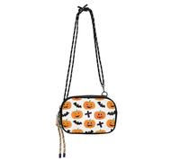 Mini sac à bandoulière pour femme avec sangle réglable Motif croix et chauve-souris Motif Jack-o'-lanterns Take a walk bolsa de mano para mujer