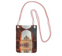 Mini sac à bandoulière pour téléphone portable et smartphone Motif peinture de site historique, rose, Taille unique