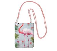 Mini sac à bandoulière pour téléphone portable, sac à main imperméable avec sangle réglable, motif flamant rose blanc, pochette de voyage pour téléphone portable, pochette de ceinture