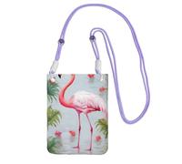 Mini sac à bandoulière pour téléphone portable, sac à main imperméable avec sangle réglable, motif flamant rose blanc, pochette de voyage pour téléphone portable, pochette de ceinture