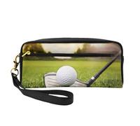 Mini sac à cosmétiques en forme de balle de golf, organisateur cosmétique portable en cuir, étui à stylo à fermeture éclair, trousse de toilette, sac de voyage cosmétique, Noir , Taille unique