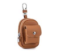 Mini sac à dos en cuir véritable - Joli sac à main de voyage et de maquillage avec clip, porte-cartes et organisateur de câble de données, Earth Yellow, mignon