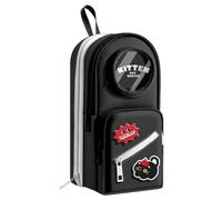 Mini sac à dos en toile avec marqueur de grande capacité, organiseur de stylos multicouche avec fenêtre transparente, sac de rangement portable à fermeture éclair, cadeau pour étudiants, artistes