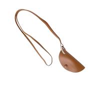 Mini sac à dos nu - Étui à clés en cuir | Accessoire de mode avec demi-cercle | Sac à chaîne de clés | Poche pour écouteurs en cuir PU pour oreillettes filaires, clés, cartes, porte-cou , Brown