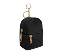 Mini sac à dos porte-clés en cuir synthétique avec fermeture éclair pour femme, carte de clés, rouge à lèvres, casque, sac à cosmétiques, sac de maquillage, poche pour clés, Noir , Porte-clés Mini sac