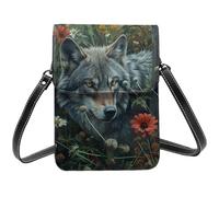 Mini sac à main en cuir avec imprimé loup pour femme et fille, Wolf 17, Taille unique