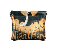 Mini sac à main portable en cuir synthétique avec silhouette de chauve-souris noire de cauchemar Halloween pour femmes, garçons et filles