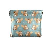 Mini sac à main pour femme, motif écureuils mignons, glands bleu sarcelle, petit sac à changer, pochette portable pour changer de portefeuille, Écureuils mignons glands bleu sarcelle, one size