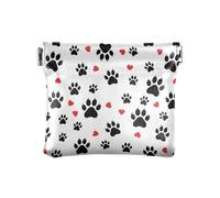 Mini sac à main pour femme, motif écureuils mignons, glands bleu sarcelle, petit sac à changer, pochette portable pour changer de portefeuille, Patte de chien Cœurs rouges Blanc, one size, Patte de