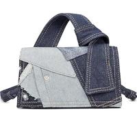 Mini Sac à Main Tendance en Denim avec poignée sur Le Dessus, pour Adolescente, Blanc/Bleu foncé, Taille Unique, Rétro