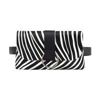 Mini Sac Banane 2 en 1 à Rayures léopard, Porte-Monnaie, Sac Ceinture for Femme, Sac for téléphone Portable, Sac Banane à Rabat en Cuir Sac Banane(Zebra Pattern-Black)
