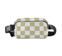 Mini sac banane à carreaux américains jaune et blanc pour homme et femme avec sangle réglable pour cyclisme, randonnée, gym, Plaid américain jaune et blanc, 1 size