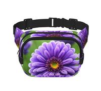 Mini sac banane carré double couche avec fleur de lavande violette réglable pour exercice, course à pied, voyage, randonnée, noir, One Size
