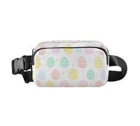 Mini sac banane élégant avec sangle réglable pour voyage, shopping, course à pied - Motif œufs de Pâques - Couleur pastel