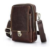 Mini sac banane en cuir véritable, sac à bandoulière convertible 4 en 1, avec plusieurs poches, pour la randonnée, le shopping, marron, Taille L