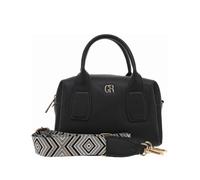 Mini sac bowling porté main noir uni grainé avec une bandoulière large