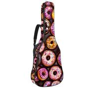 Mini sac coloré pour guitare acoustique avec 2 poches, bandoulière réglable et crochet arrière, convient pour guitares électriques, basses et guitares classiques, Mini beignets colorés, 42.9x16.9x4.7