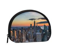 Mini sac de rangement imprimé New York City avec fermeture éclair pour clés de monnaie, vous pouvez également ranger tous les petits objets que vous voulez, Noir , Taille unique, Pochette à monnaie