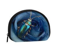 Mini sac de rangement portable avec motif coccinelle bleu et coquillages, durable et portable, Noir , Taille unique, Trousse de toilette