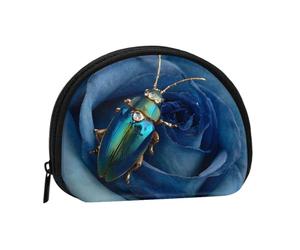 Mini sac de rangement portable avec motif coccinelle bleu et coquillages, durable et portable, Noir , Taille unique, Trousse de toilette