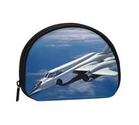 Mini sac de rangement portable en forme de coquillage avec imprimé avion volant