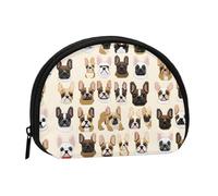 Mini sac de rangement portable en forme de coquillage avec imprimé bouledogue français