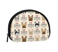 Mini sac de rangement portable en forme de coquillage avec imprimé chien français