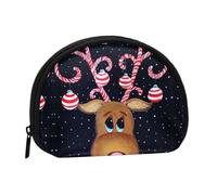 Mini sac de rangement portable en forme de coquillage avec imprimé de Noël étoilé