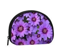 Mini sac de rangement portable en forme de coquillage avec imprimé fleur de lys violet