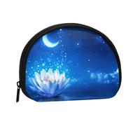 Mini sac de rangement portable en forme de coquillage avec imprimé fleur et lune