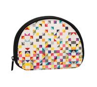Mini sac de rangement portable en forme de coquillage avec imprimé géométrique triangulaire