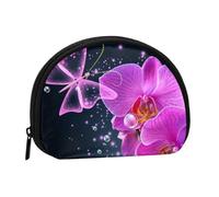 Mini sac de rangement portable en forme de coquillage avec imprimé papillon et fleur Violet