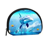 Mini sac de rangement portable en forme de coquillage avec imprimé poissons du monde sous-marin