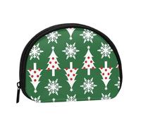 Mini sac de rangement portable en forme de coquillage avec motif d'arbre de Noël