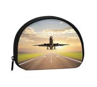 Mini sac de rangement portable en forme de coquillage imprimé avion