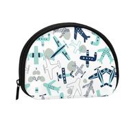 Mini sac de rangement portable en forme de coquillage imprimé avion