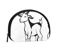 Mini sac de rangement portable en forme de coquillage imprimé chèvre marron