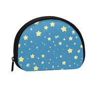 Mini sac de rangement portable en polyester avec motif imprimé étoile en forme de coquillage pour pièces de monnaie, Noir , Taille unique