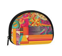 Mini sac de rangement portable en polyester imprimé avec motifs nationaux africains, Noir , Taille unique