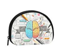 Mini sac de rangement portable en polyester imprimé cerveau humain pour petits objets personnels, Noir , Taille unique