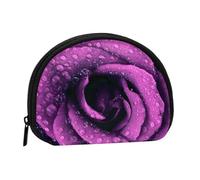 Mini sac de rangement portable en polyester imprimé en forme de fleur de rose en forme de coquille, petit portefeuille pour pièces de monnaie, sac de rangement, Noir , Taille unique