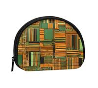 Mini sac de rangement portable en polyester imprimé ethnique africain en forme de coquillage pour pièces de monnaie, Noir , Taille unique