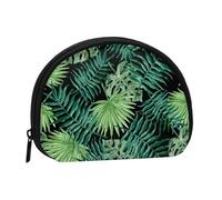 Mini sac de rangement portable en polyester imprimé feuille de palmier transparent pour petits objets personnels, Noir , Taille unique