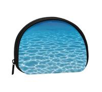 Mini sac de rangement portable en polyester imprimé paysage sous-marin tranquille en forme de coquillage petit portefeuille pour pièces de monnaie, Noir , Taille unique